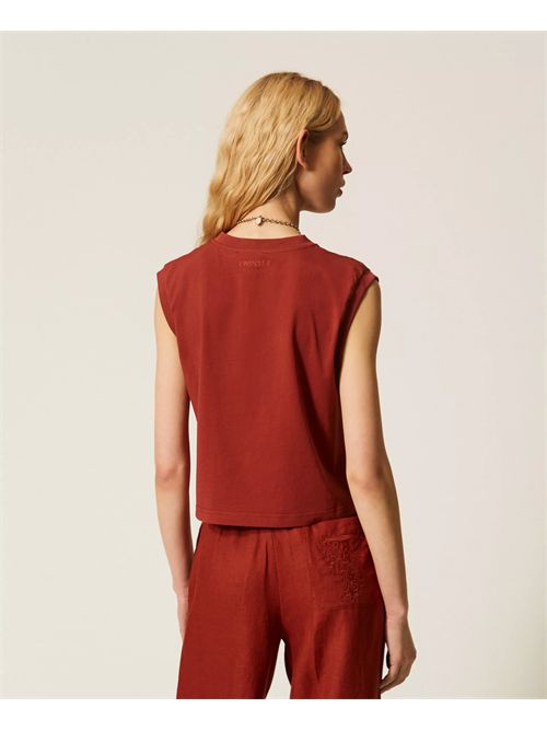 T-shirt con ricamo sangallo TWINSET | TT2050/13332